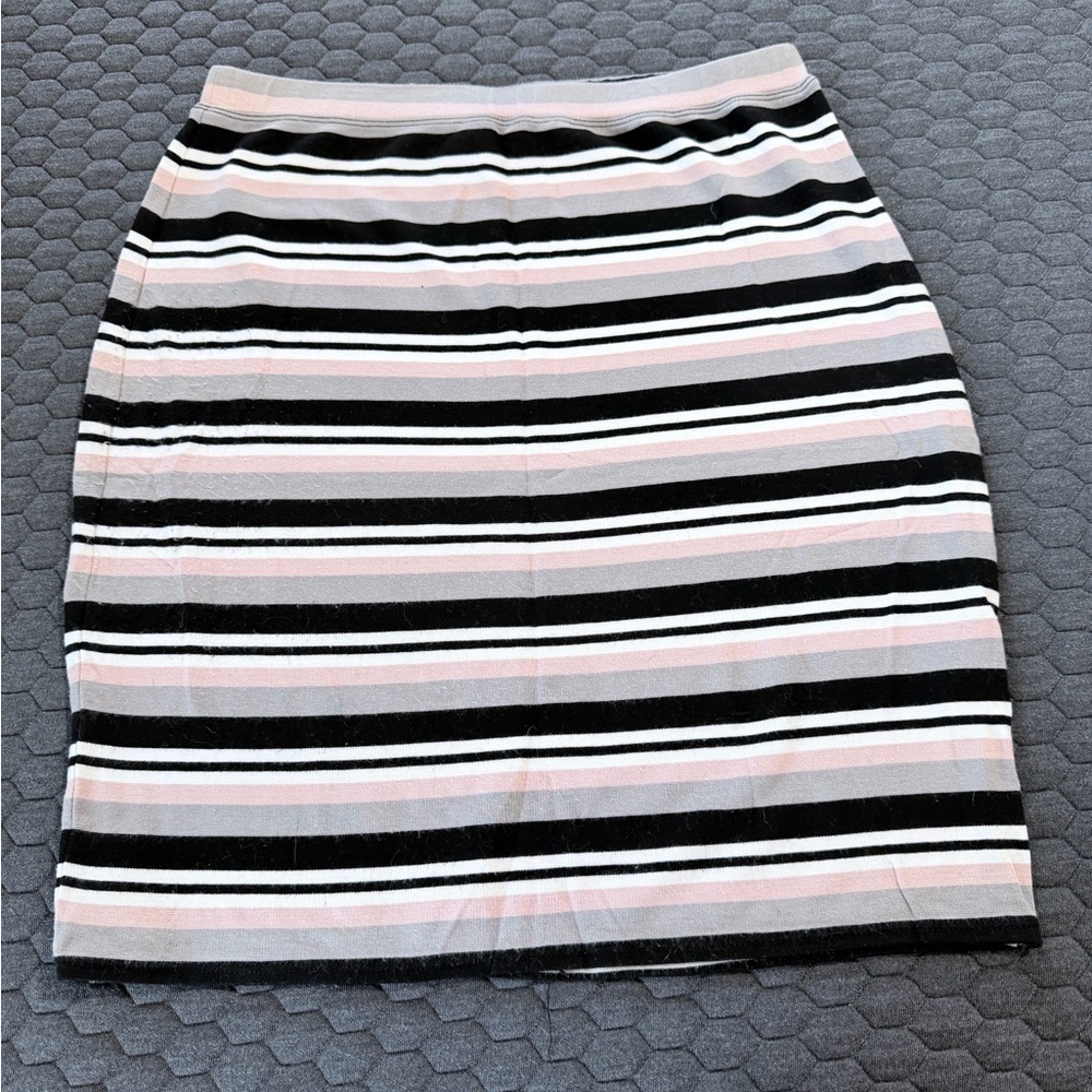 Max Studio Black and Pink Striped Pencil Skirt